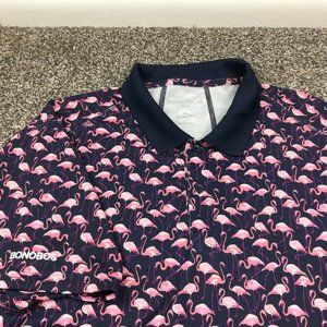 Bonobos Polo Shirt Flamingo Print Performance Golf Mens XL Slim Fit